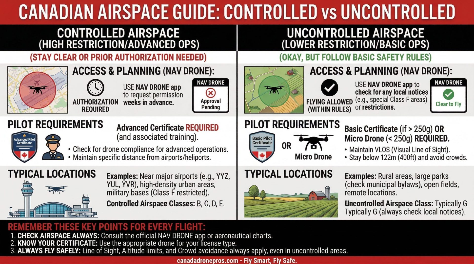 Uncontrolled vs Controlled Airspace in Canada w/ Cheat Sheet